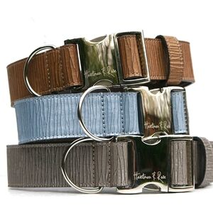 NEW Tags Hartman & Rose Contemporary Textured Leather Dog Collar, Large